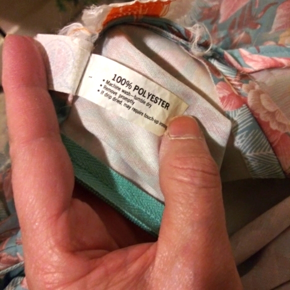 Vintage 1970's Lady Carol Blue Multi Tropical Floral, Sheer Sleeved Midi Dress - Picture 7 of 8